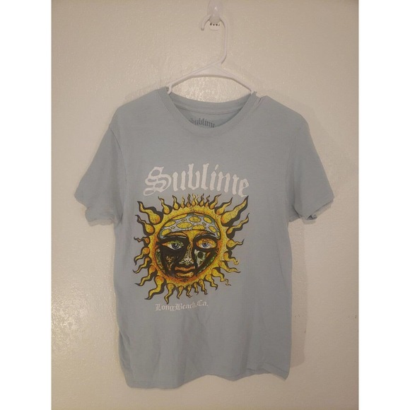 Sublime Top Womens Large Light Blue Crew Neck Short Sleeve 100% Cotton Shirt - Picture 1 of 8